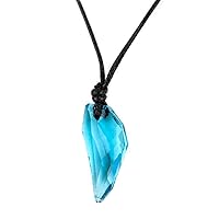 Light Blue Crystal Wolf Tooth Dragon Claw Pendant Necklace