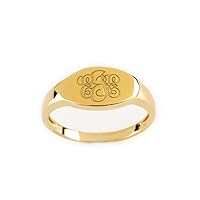 Elegant jewel box Women 3 Letter Monogram ring in solid Gold 9k, 14k, & 18k, custom Oval signet ring, Personalized chevalier ring, Anniversary gift, Birthday gift, RN375
