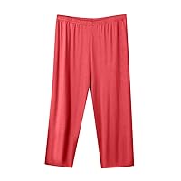 Women's Comfy Modal Capri Pants Summer Basic Loose Pajama Pants Plus Size Causal Elastic Waist Loungewear Pants