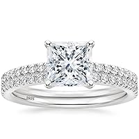 2CT 925 Sterling Silver Bridal Ring Sets Princess Cut CZ Engagement Rings promise rings for her wedding bands for Women Size 3-13