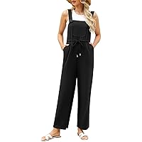 Womens Overalls Wide Leg Jumpsuits With Adjustable Waist Belt Casual Bib Summer Rompers Jumpers With Pockets Outfits