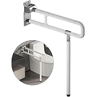 Upgraded 28x24 Inches Handicap Grab Bars,Foldable Handrails Toilet Rails Flip Up Toilet Safety Rails with Leg Hand Support Rail Accessories for Elderly