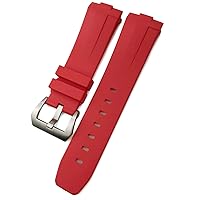 24mm Rubber Silicone for Panerai Strap Arc Curved Interface pam441 111 312 359 438 320 Watchband Men Sports Bracelet Accessories (Color : Red Silver, Size : 24mm)