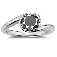 2.65 ct Opaque Round Cut Moissanite Solitaire Engagement & Wedding Ring Black Color Size 7.5