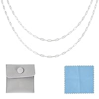 Elecrelive 3.28 Ft 925 Sterling Silver Paperclip Chains 1.7mm Permanent Jewelry Chains Soldered Oval Link Cable Chains with 1 Square Velvet Bag for Women's Trendy Layering Necklace Bracelet Making