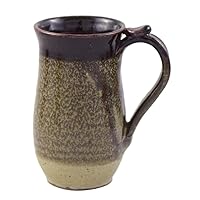 American Made Stoneware Pottery Classic 16-oz Tall Mug with Thumb Grip (Mocha Cream)