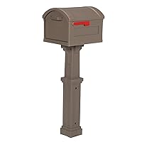 Architectural Mailboxes Grand Haven Plastic Mailbox and Post Kit, GHC40MAM, Mocha, Extra Large Capacity