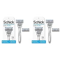 Schick Hydro 5 Sense Hydrate Razor with Shock Absorb Technology for Men, 1 Handle with 2 Refills,1 Count (Pack of 2)