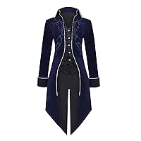 Mans Steampunk Trench Coat Medieval Victorian Gothic Stand Collar Long Coat Tailcoat Jacket Oversized Jackets