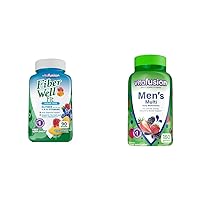 Fiber Well Fit Gummies Supplement, 90 Count (Packaging May Vary) & Adult Gummy Vitamins for Men, Berry Flavored Daily Multivitamins for Men with Vitamins A