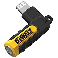 DEWALT 3.5mm to Lightning Adapter — 90-Degree Lightning Female to 3.5mm Male Headphone Jack Adapter for iPhone — Compatible Apple Lightning to 3.5mm Headphone Jack Adapter