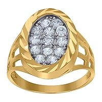 10k Two tone Gold Mens Round CZ Cubic Zirconia Simulated Diamond Dc Oval Engagement Ring Jewelry Gifts for Men
