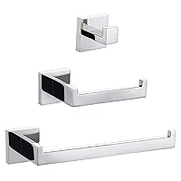 Turs Bathroom 3-Piece Accessories Set SUS 304 Stainless Steel Toilet Paper Holder Hand Towel Bar/Holder Robe Hook Wall Mount, Polished Finish, Q7010P