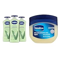 Vaseline Intensive Care Body Lotion for Dry Skin Soothing Hydration Lotion Made & Petroleum Jelly Original 3 Count Provides Dry Skin Relief And Protects Minor Cuts Dermatologist Recommended