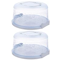 Unomor 2pcs Cake Box Cheesecake Carrier Cake Holder with Lid Portable Secure Closure Plastic Cake Server Handheld Pie Carrier Birthday Cake Clear Cake Outdoor Display Box Pp Polypropylene