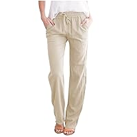 Womens Trousers Pants Trousers Pants for Women Linen Loose Fit Pleated Fall Summer Trousers Pants 2024