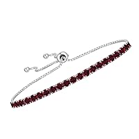 Tirafina Adjustable Gemstone Bolo Bracelet - 6,7, and 8-in Wrist Size - Easy-on, Easy-off Tennis Bracelet - Birthstone Jewelry Bracelet - Sterling Silver Jewelry for All Occasions