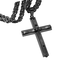 Black Tone Cross Jesus Pendant Necklace for Men Stainless Steel Chain 18