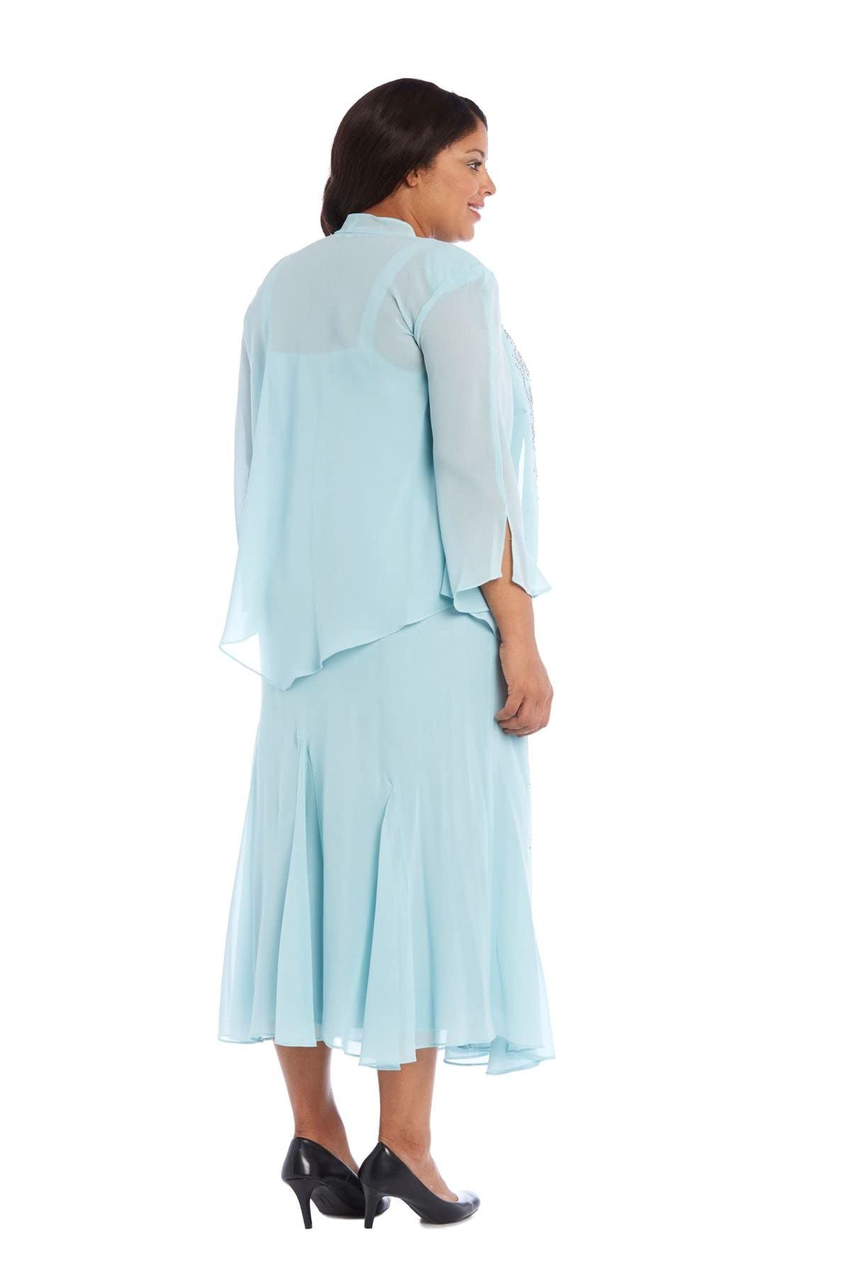 R&M Richards Women's Plus Size Beaded Chiffon Jacket Dress