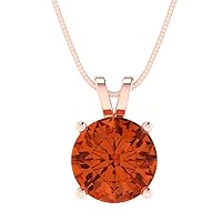 Clara Pucci 3.05ct Round Cut Stunning Genuine Fancy Red Cubic Zirconia Gem Solitaire Pendant With 16
