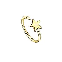 Nose Hoop Ring 20G Star Design Gold IP Annealed Surgical Steel