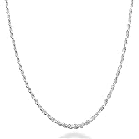 Diamond Cut 1.5mm Sterling Silver Chain - Silver Rope DiamondCut 925 Braided Twist Link Necklace – Italian Sterling Silver Rope Chain for Men and Women
