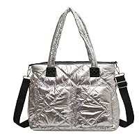 Large Puffy Tote Bag for Women, Lightweight Quilted Puffer Padded Shoulder Bag, Down Handbag Crossbody Bag
