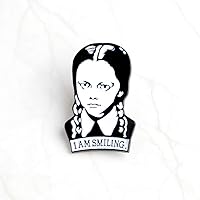 Cicitop Adams Family I Am Smiling Wednesday Cool Girl Brooch Enamel Lapel Pins Jewelry Fashion Brooch Pin