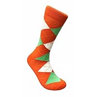Orange, White, Green Premium Dress Crew Socks