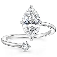 10K Solid White Gold Handmade Engagement Ring 3.0 CT Marquise Cut Moissanite Diamond Solitaire Wedding/Bridal Rings Set for Women/Her Proposes Ring