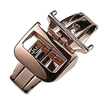 16 18mm Polished Silver Gold Rose-Gold Solid Stainless Steel Folding Clasp for Jaeger-LeCoultre Deployment Buckle (Color : Rose Gold, Size : 18mm)