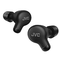 JVC New Marshmallow True Wireless Earbuds Headphones, Long Battery Life (up to 28 Hours), Sound with Neodymium Magnet Driver, Including Memory Foam Earpieces - HAA18TB (Black), Compact