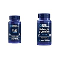 Life Extension TMG 500 mg – Trimethylglycine Supplement – Encourages Healthy Homocysteine Levels & N-Acetyl-L-Cysteine (NAC), Immune, Respiratory, Liver Health, NAC 600 mg
