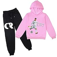 Child 2 Piece Tracksuit Hooded Outfits-Boys Football Star Hoodie + Sweatpants,Casual Long Sleeve Tops for Kids(2-14Y)