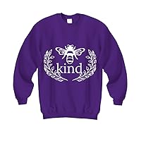 Bee Kind Women Men Plus Size Clothing Tee Top 4XL 3XL 2XL XL Heavy Blend Crewneck Pullover Sweatshirt Purple Long Sleeve