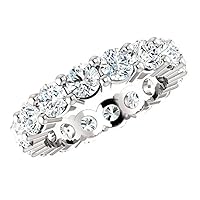 4 MM Touch of Paradise Bold Eternity Wedding Band, Round 3.2 Carat, Colorless Moissanite Band, 925 Sterling Silver, Engagement Ring, Wedding/Bridal Ring Set, Perfact for Gift Or As You Want