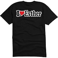 T-Shirt Man Black - I Love with Heart - Party Name Carnival - I Love Esther