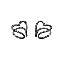 Solid 925 Sterling Silver Heart No Piercing Earrings for Women Teen Girls Heart Ear Cuff Earrings Clip on Earrings