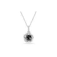 6/7 (0.82-0.88) Cts Black & White Diamond Pendant in 14K White Gold