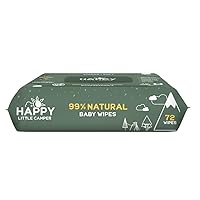 Happy Little Camper Natural Cotton Baby Wipes with Organic Aloe Vera and Natural Vitamin E, Chlorine-Free, Unscented Wet Wipes, Hypoallergenic, Gentle on Sensitive Skin, 72 Count