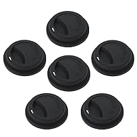 6 PCS Silicone Drinking Lid Cup Lids, Reusable Coffee Cup Covers/Lids - BLACK