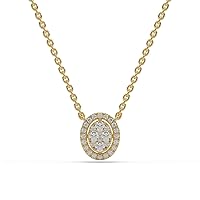 18K Yellow Gold Oval Shape Halo Pendant For Love With Moissanite Round Cut 1.42TCW Colorless VVS1 Diamond
