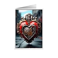 ARA STEP Unique All Occasions Human Anatomy Steampunk Greeting Cards Assortment Vintage Aesthetic Notecards 2 (Heart Steampunk set of 4 X 2 (8 PCS), 105 x 148.5 mm / 4.1 x 5.8 inches)