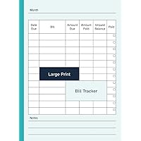 Large Print Bill Tracker: Monthly Payment Planner / Record Book with Checklist | Big Format / Size Large Print Bill Tracker: Monthly Payment Planner / Record Book with Checklist | Big Format / Size Paperback