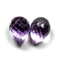 Natural Amethyst Loose Gemstone Pair 7X5-11X7 MM Pear Drop Checker Cut for Jewelry Making