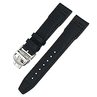 High Density Nylon Cowhide Watch Strap 20mm 21mm Genuine Leather Embossing Green Blue Watchband Replace for IWC Pilot Series Accessories