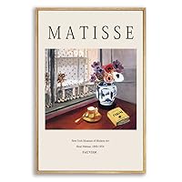 Zzudis Canvas Prints Wall Art Henri Matisse Still Life Painting,Windowsill by Coffee and Flower Arrangement Fauvism Abstract Nature Illustrations Art for Living Room,Bedroom,Bathroom -12X16IN Nature