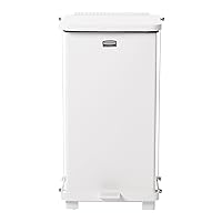 Rubbermaid Commercial Products Defenders Step-On Trash Can with Plastic Liner, 6.5-Gallon, White, Good with Infectious Waste in Doctors Office/Hospital/Medical/Healthcare Facilities