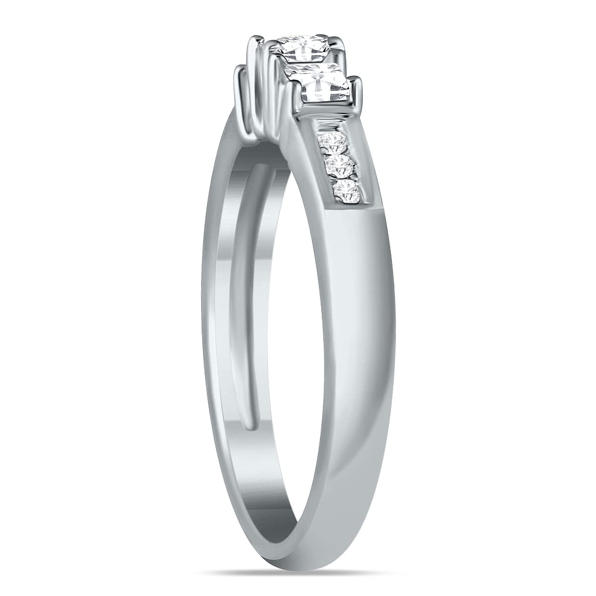 Diamond Three Stone Ring Available in 10K White Gold (1/2ctw - 1 1/2ctw)