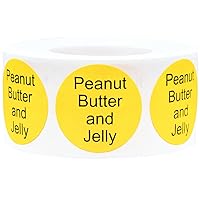 Yellow with Black Peanut Butter and Jelly Circle Dot Adhesive Stickers, 1 Inch Round Labels, 500 Total Stickers